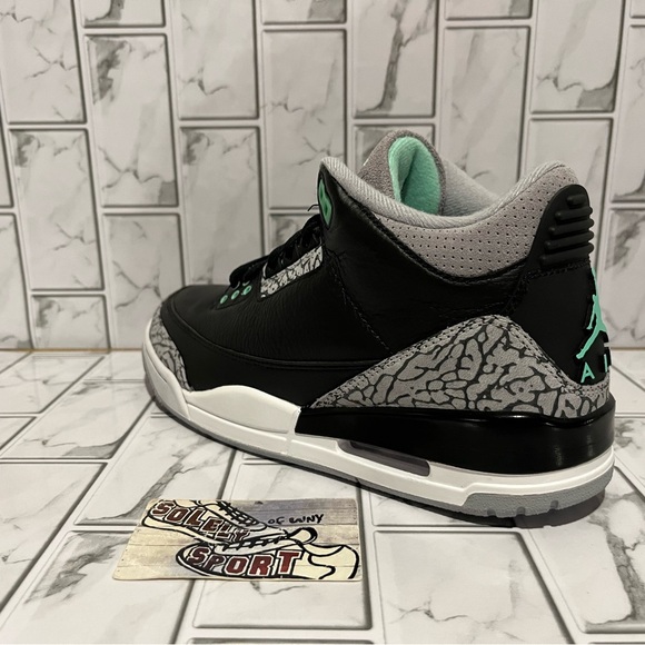 New Nike Air Jordan 3 Retro Green Glow Black Cement 2024 Mens Size 14 - Picture 10 of 12